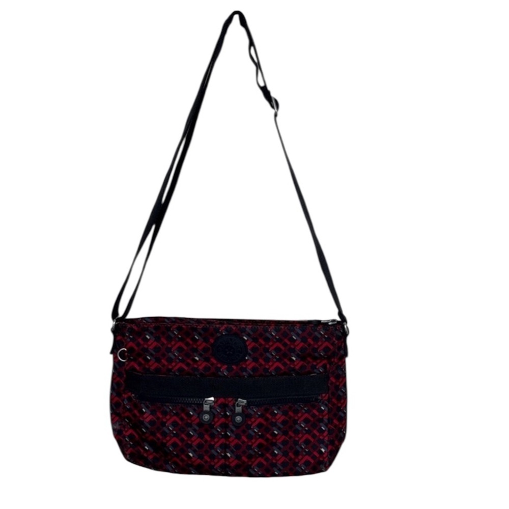Kipling Red Black Pattern Rectangle Crossbody Bag… - image 1